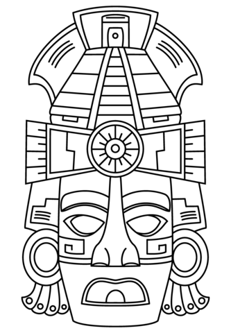 Mayan Face Mask Coloring Page